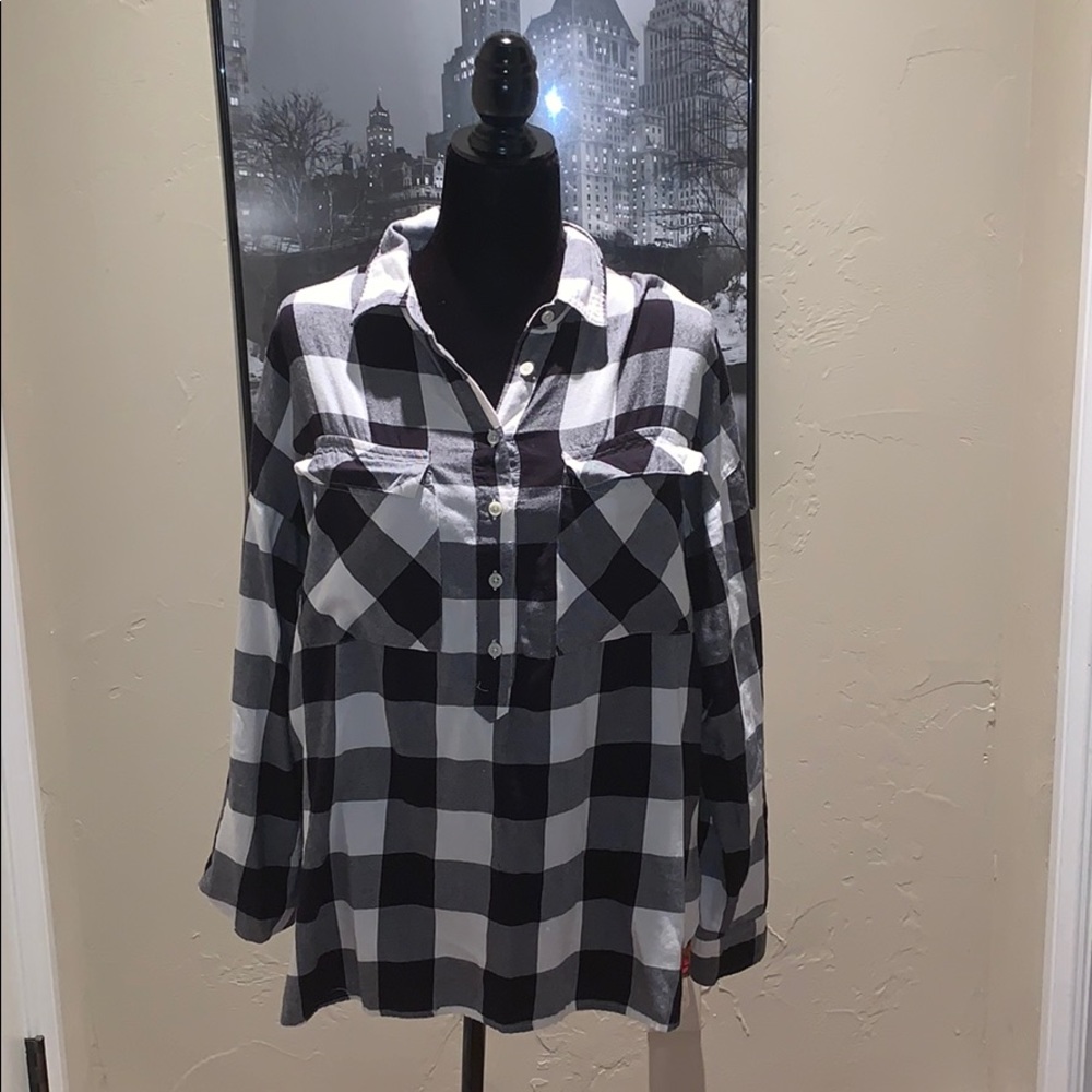 🔥sale🔥 navy boyfriend checkered blouse